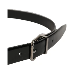 Black Leather Studs Silver Metal Buckle Belt