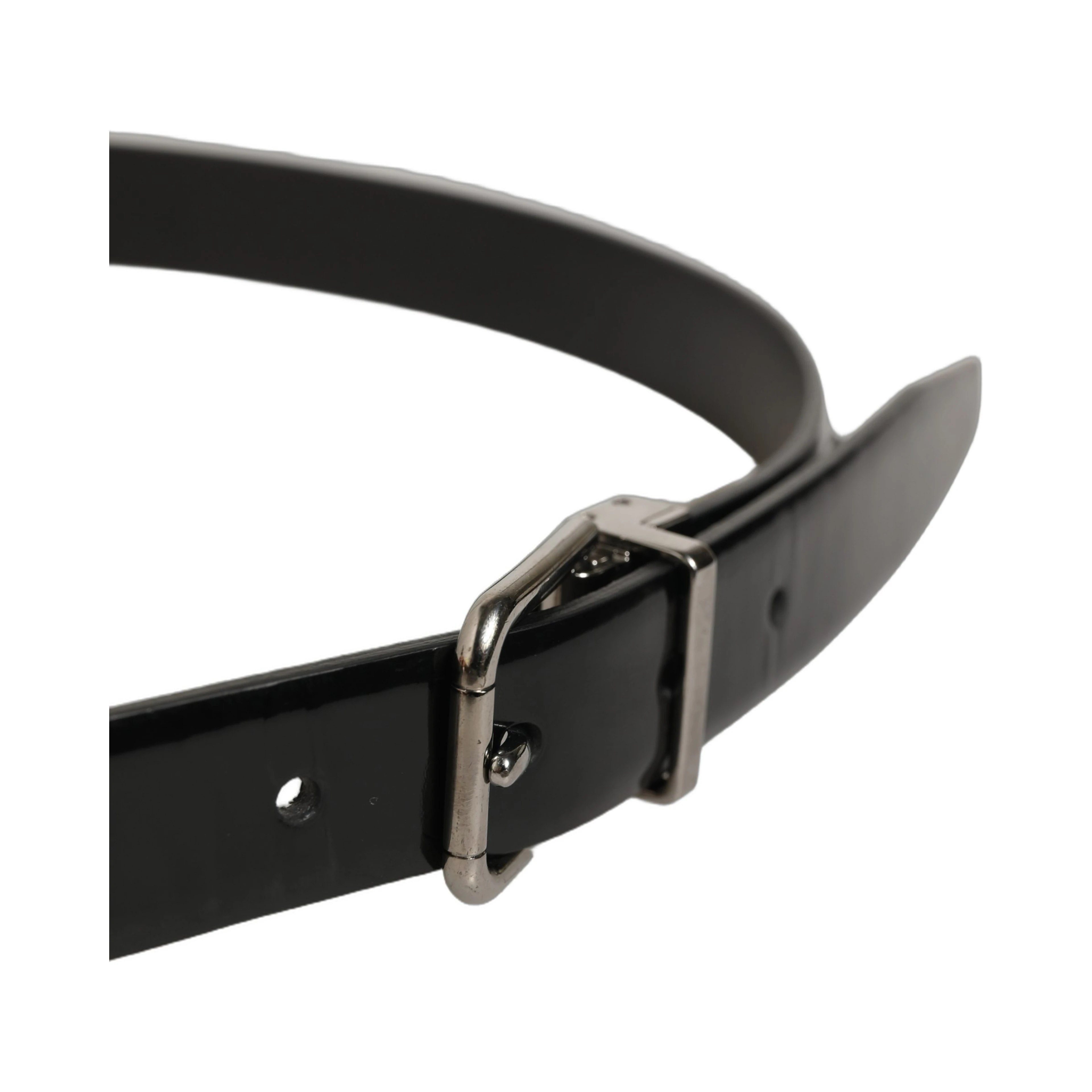 Black Leather Studs Silver Metal Buckle Belt