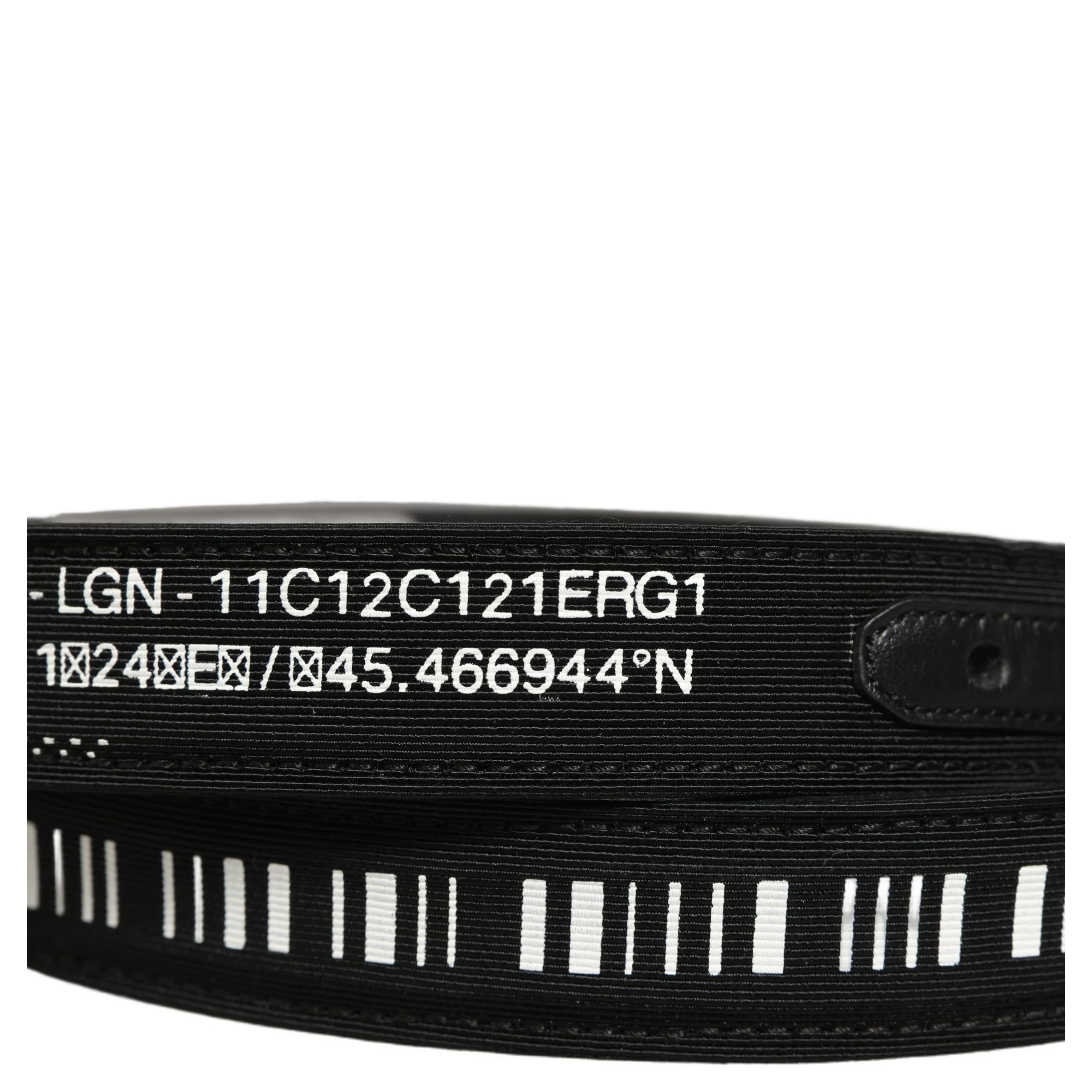 Black Fabric Leather Barcode Silver Buckle Belt