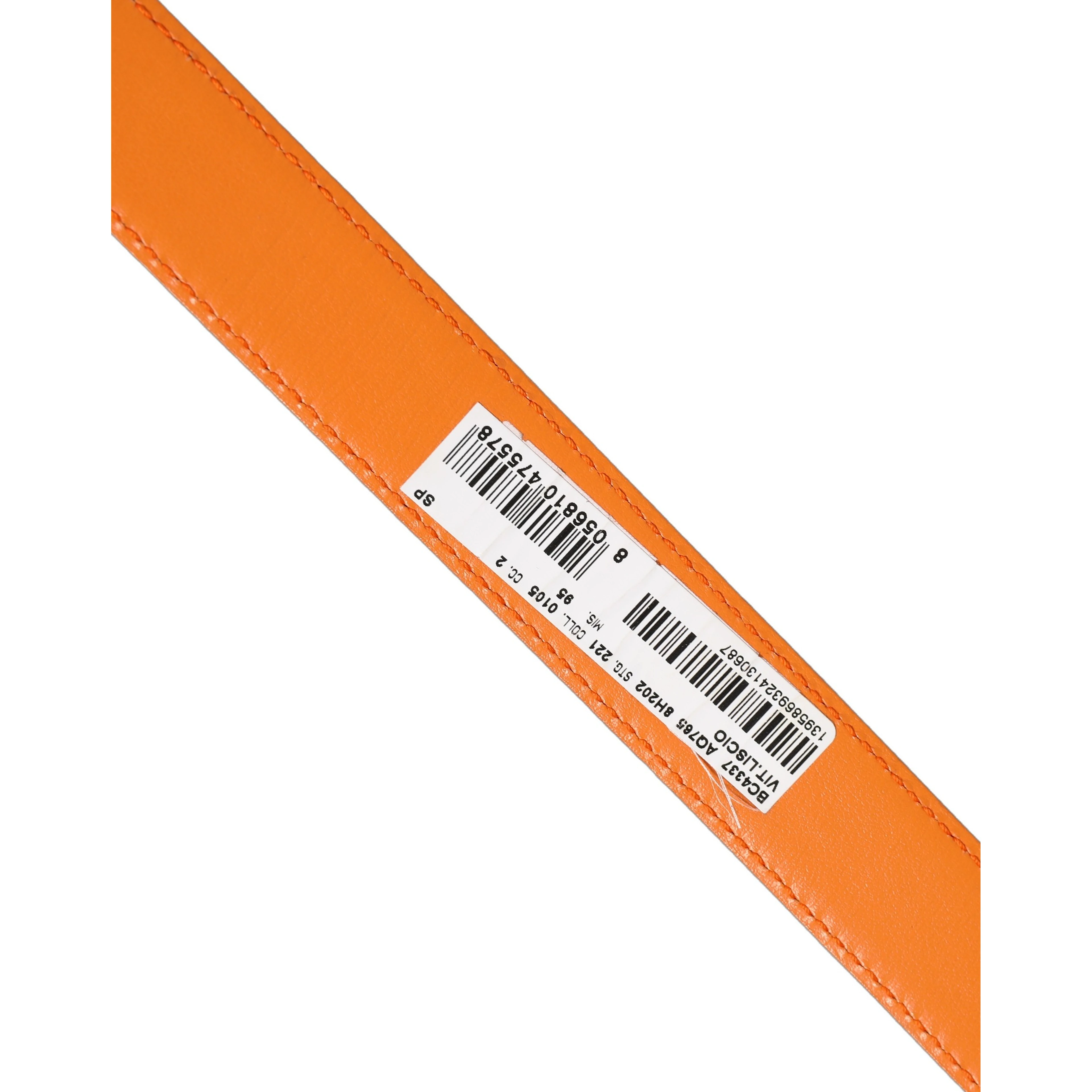 Orange Leather Silver Tone Metal Buckle Belt