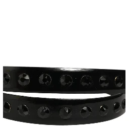 Black Leather Studs Silver Metal Buckle Belt