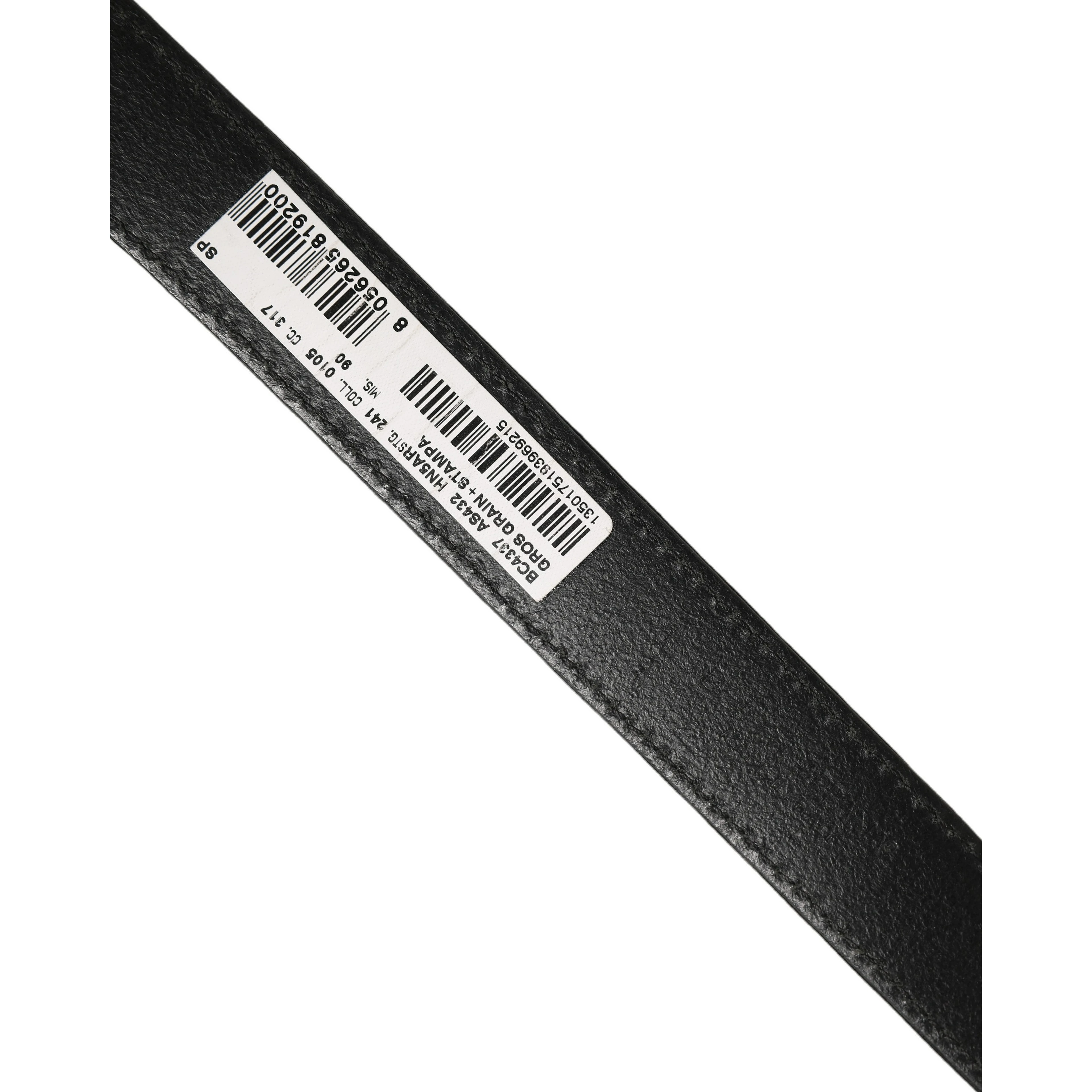 Black Fabric Leather Barcode Silver Buckle Belt