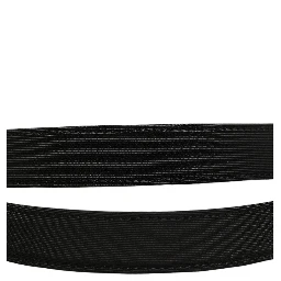Black Canvas Leather Gold Metal Buckle Belt
