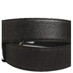 Black Leather Anchor Logo Metal Buckle Belt