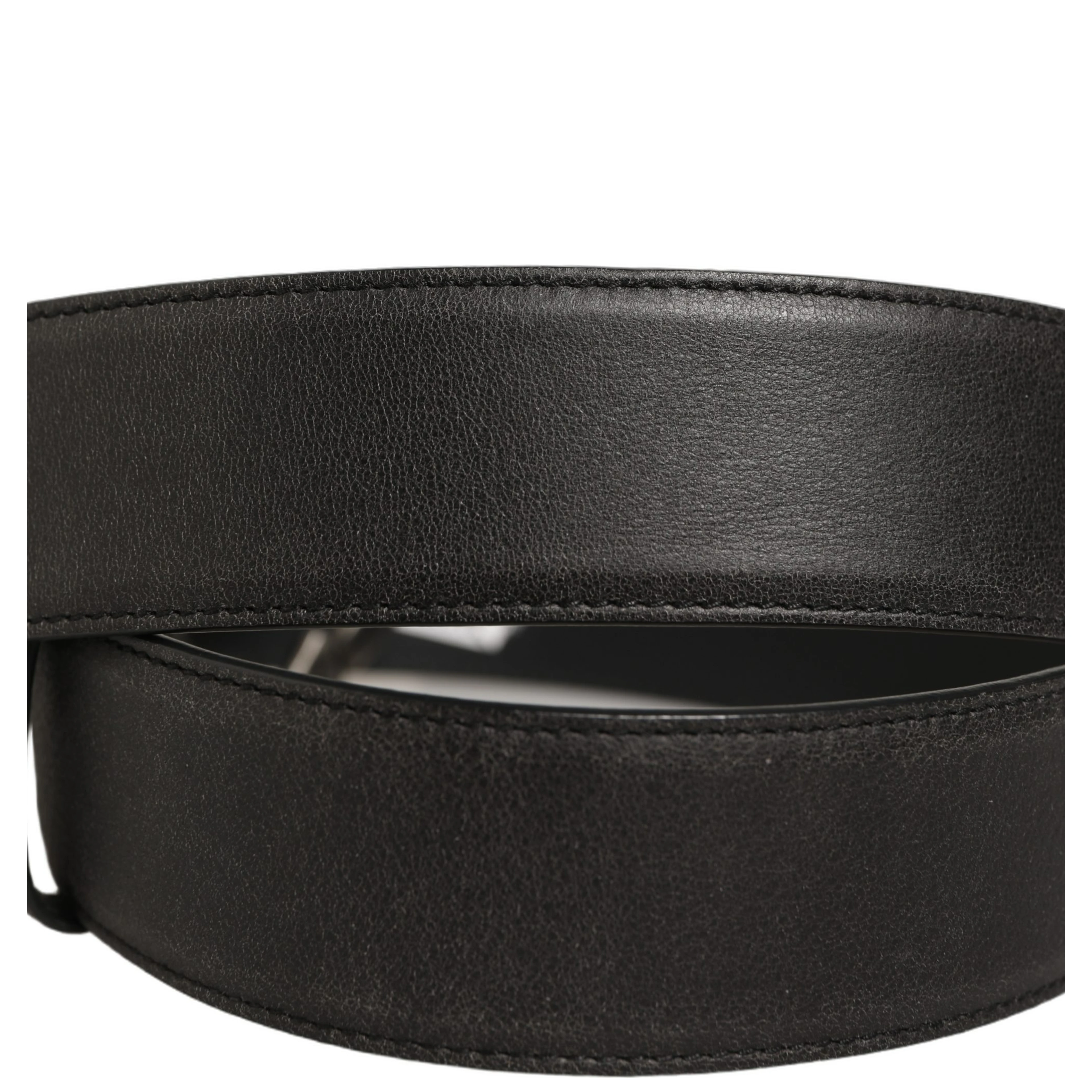 Black Leather Anchor Logo Metal Buckle Belt