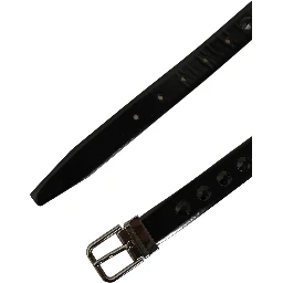Black Leather Studs Silver Metal Buckle Belt