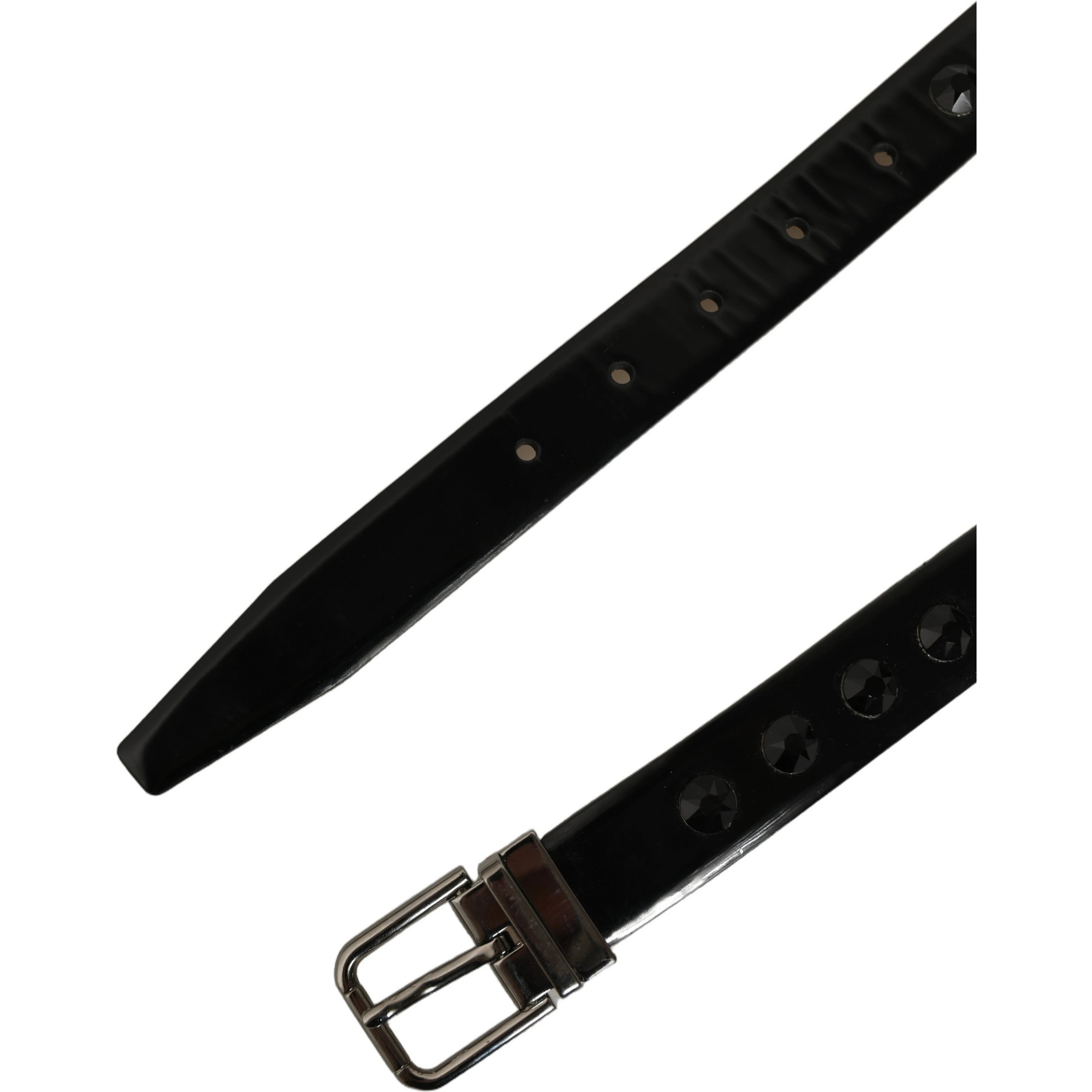 Black Leather Studs Silver Metal Buckle Belt