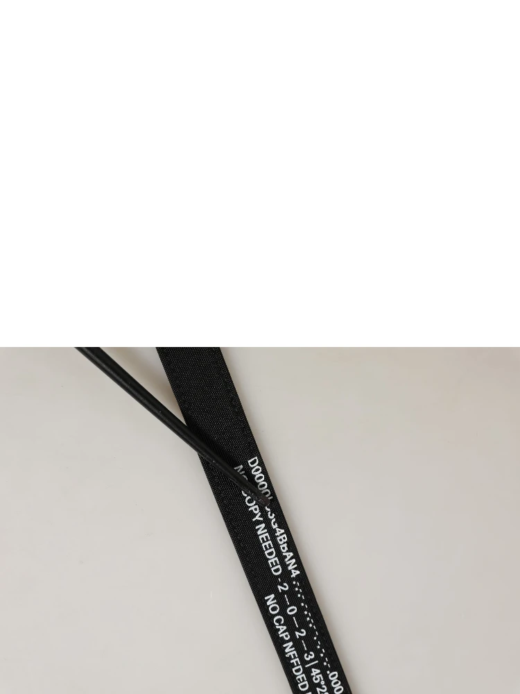 Black Fabric Leather Barcode Silver Buckle Belt