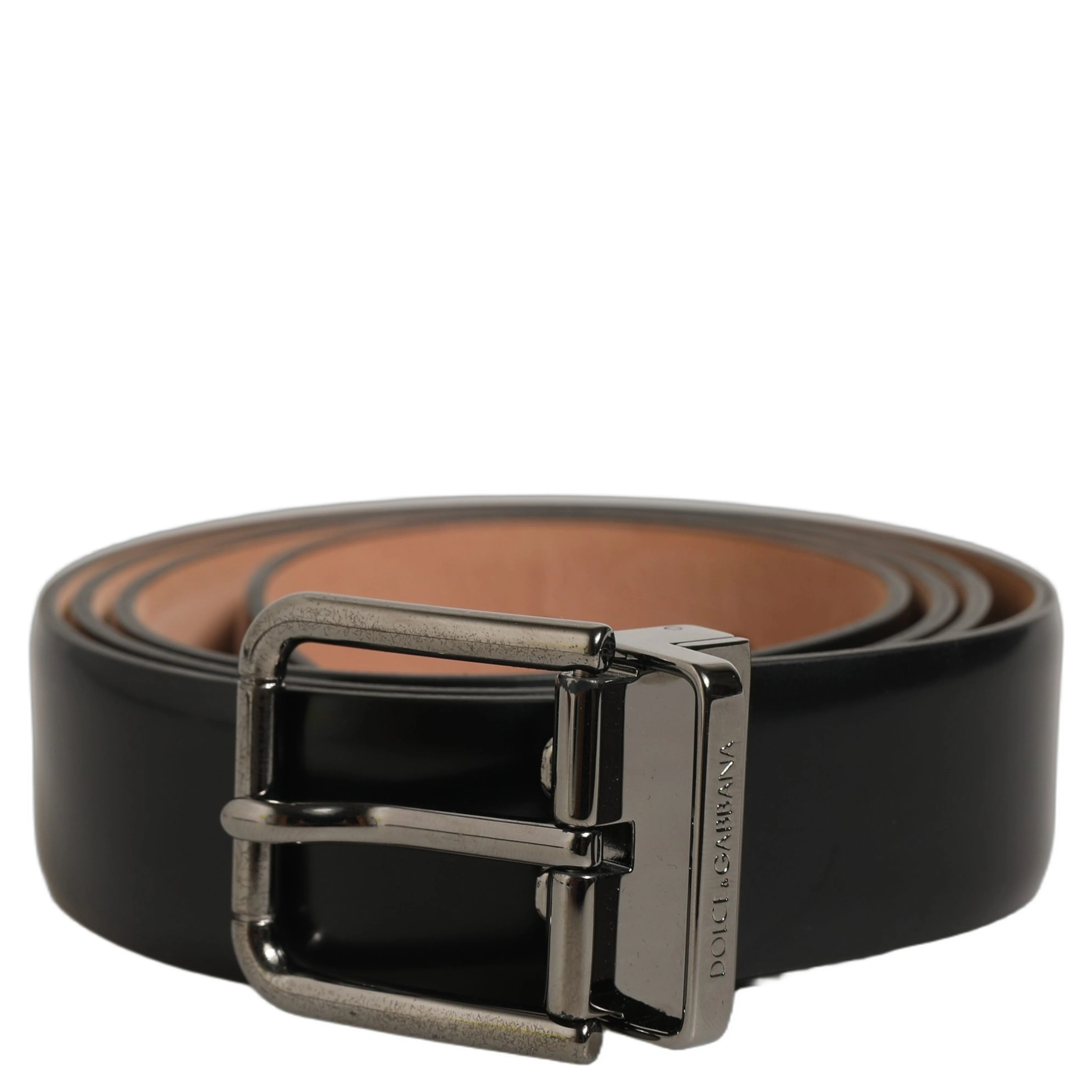 Black Calf Leather Silver Metal Buckle Belt