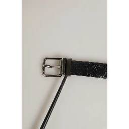 Black Leather Silver Metal Buckle Men Belt