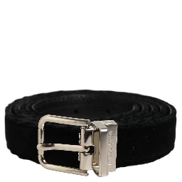 Black Velvet Silver Tone Metal Buckle Belt