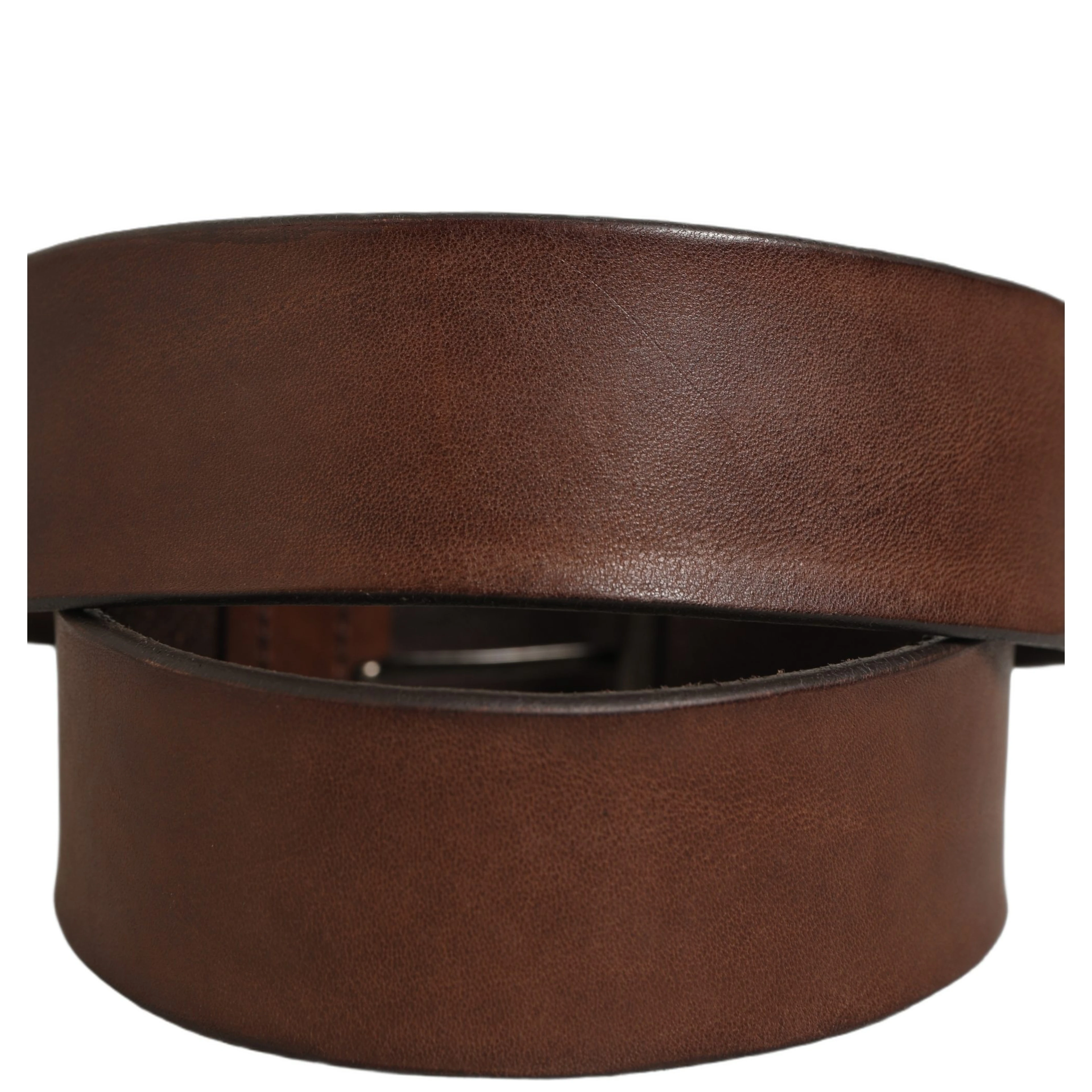 Belt Brown Leather Double Prong Metal Buckle