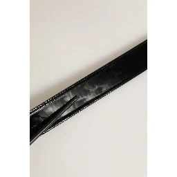 Black Patent Leather Silver Metal Buckle Belt