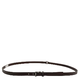 Brown Leather Double Wrap Metal Buckle Belt