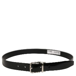 Black Classic Leather Silver Tone Buckle Belt