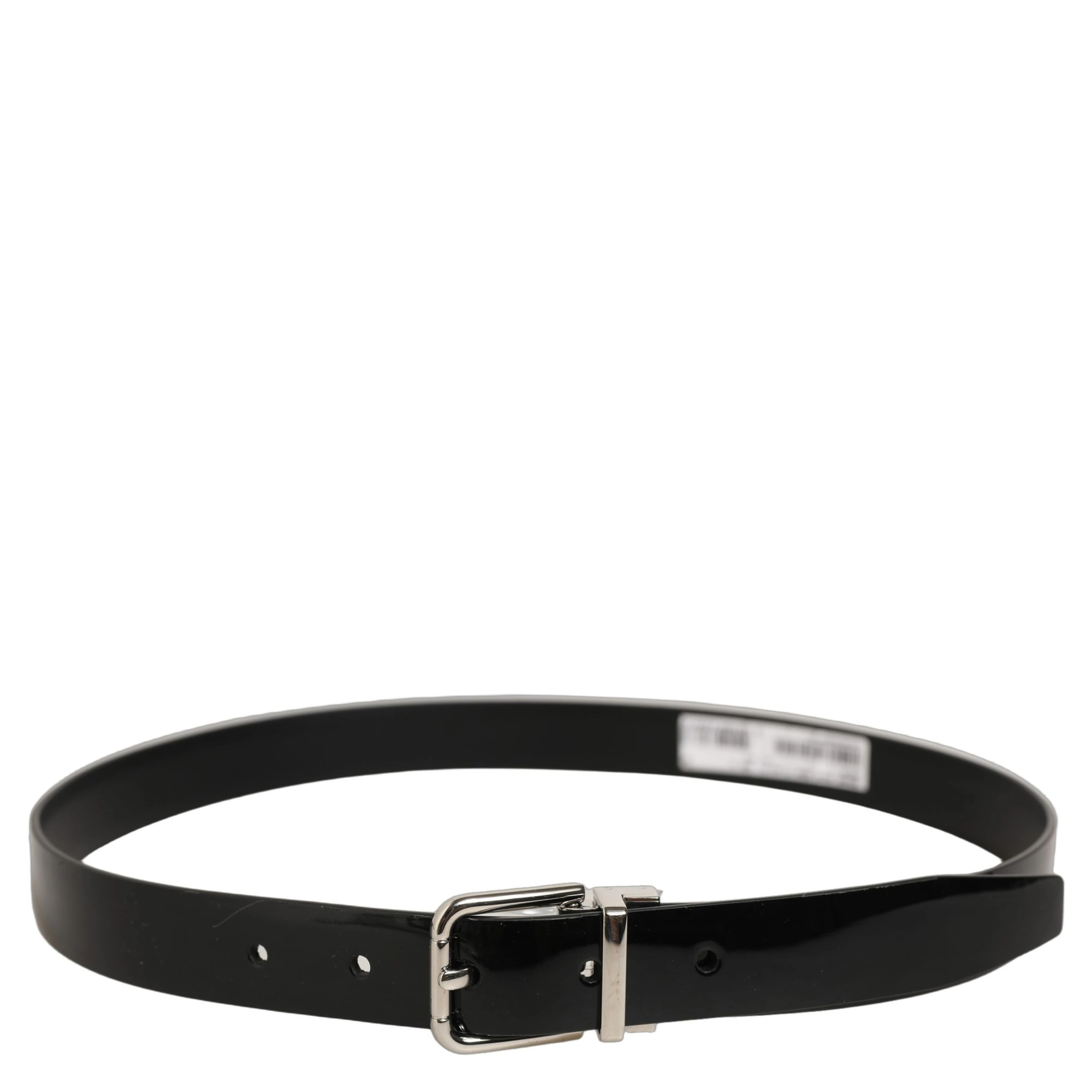 Black Classic Leather Silver Tone Buckle Belt
