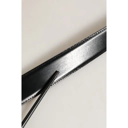Black Leather Gold Logo Engraved Buckle Belt