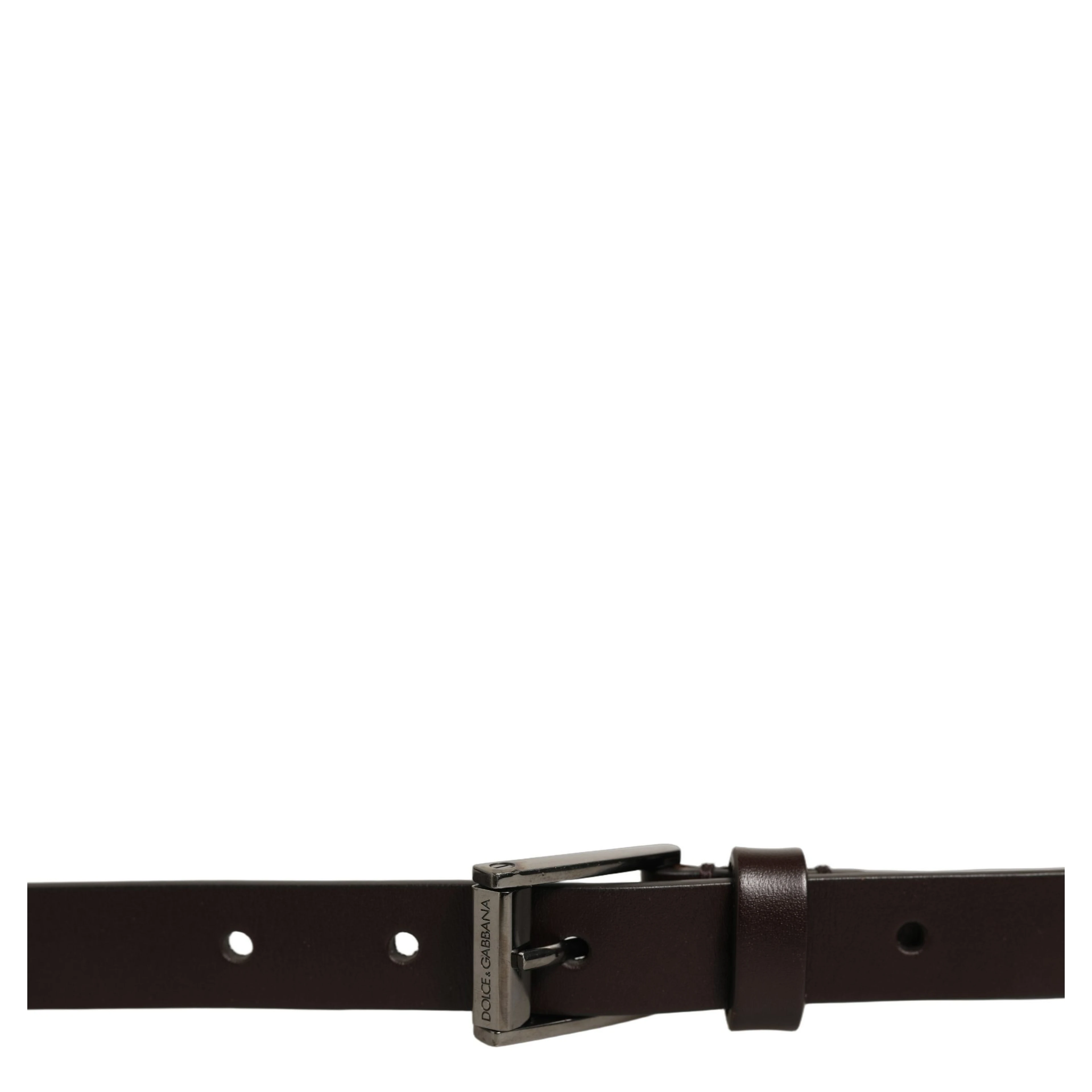 Brown Leather Double Wrap Metal Buckle Belt