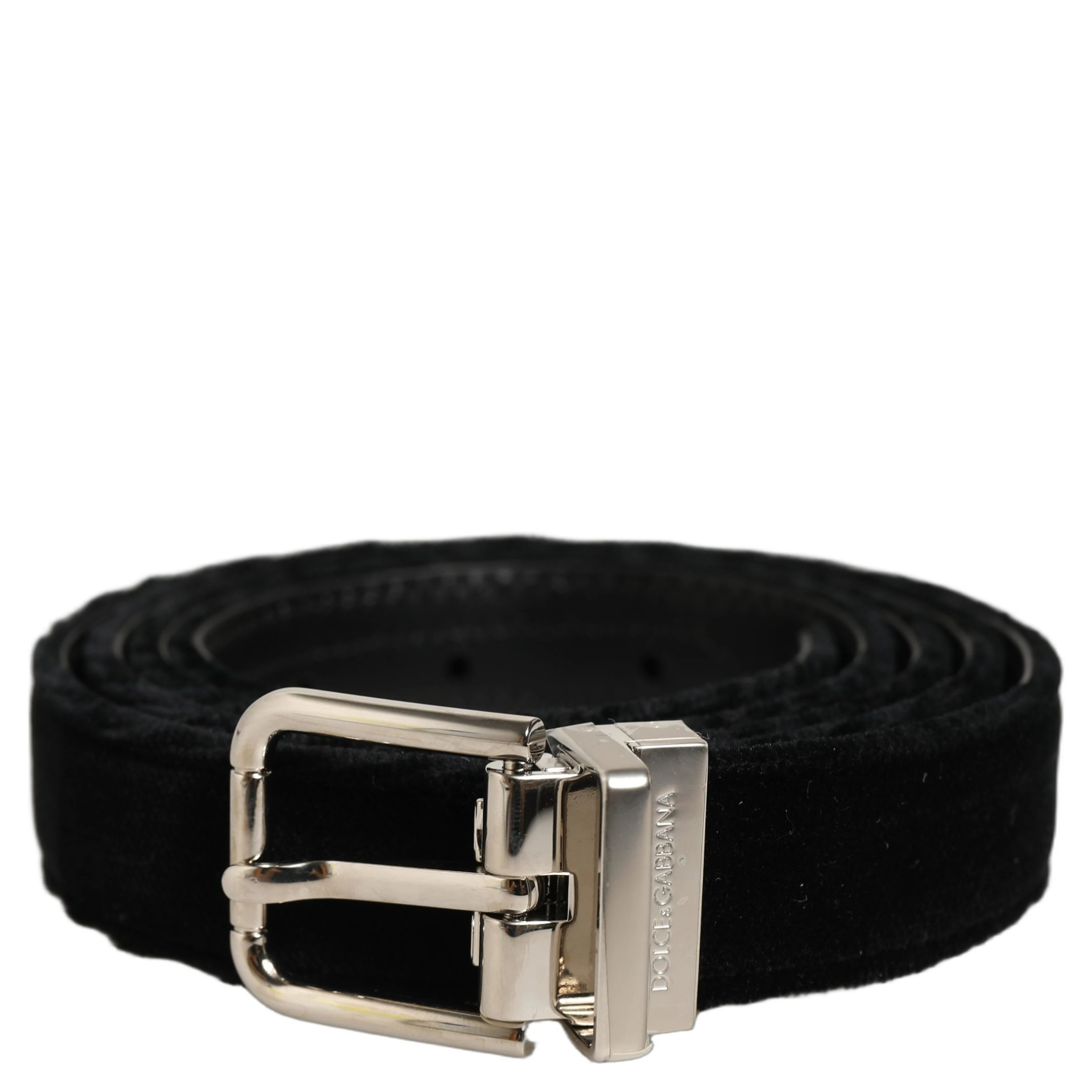 Black Velvet Silver Tone Metal Buckle Belt