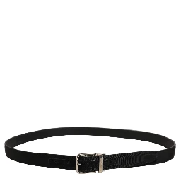 Black Classic Leather Silver Tone Buckle Belt