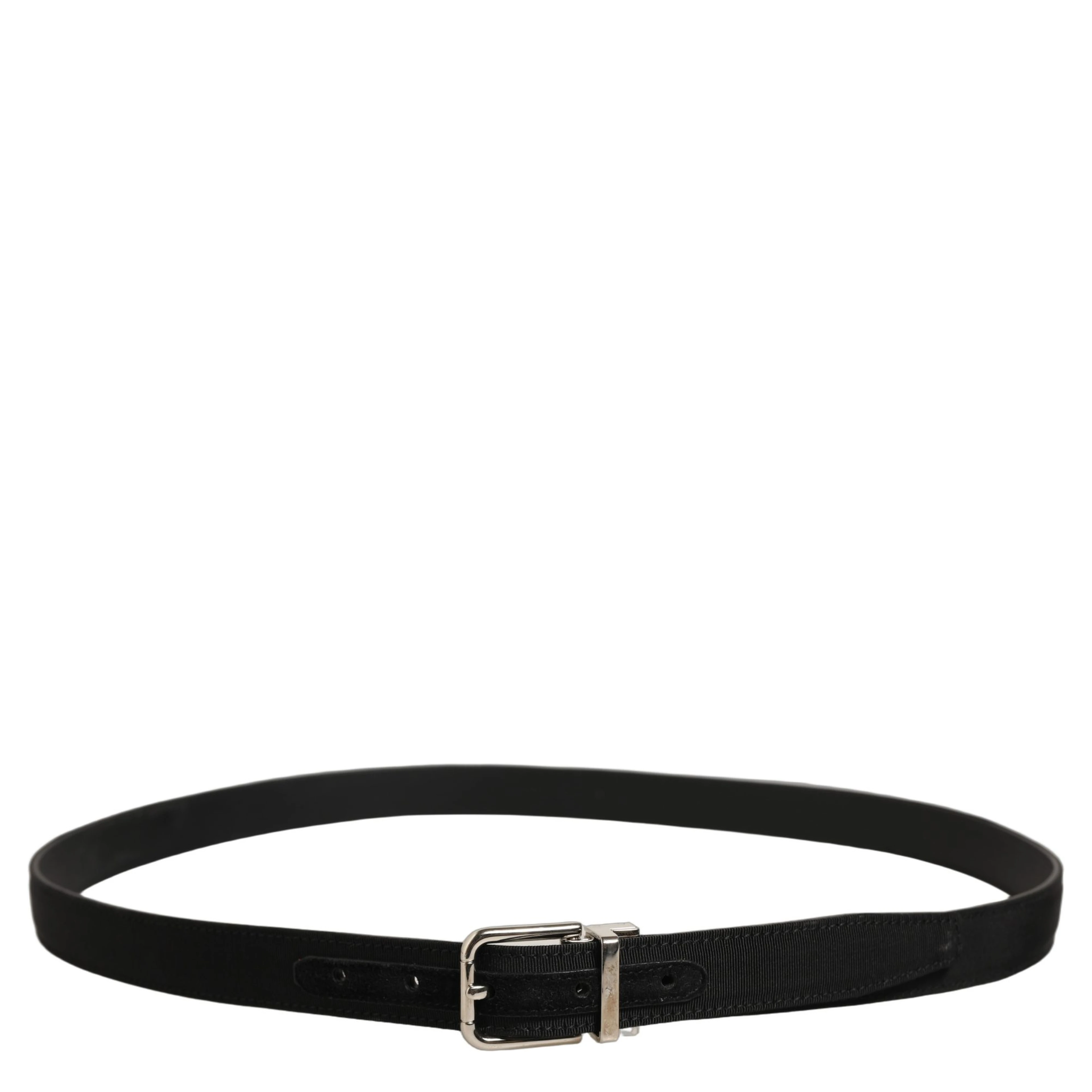 Black Classic Leather Silver Tone Buckle Belt
