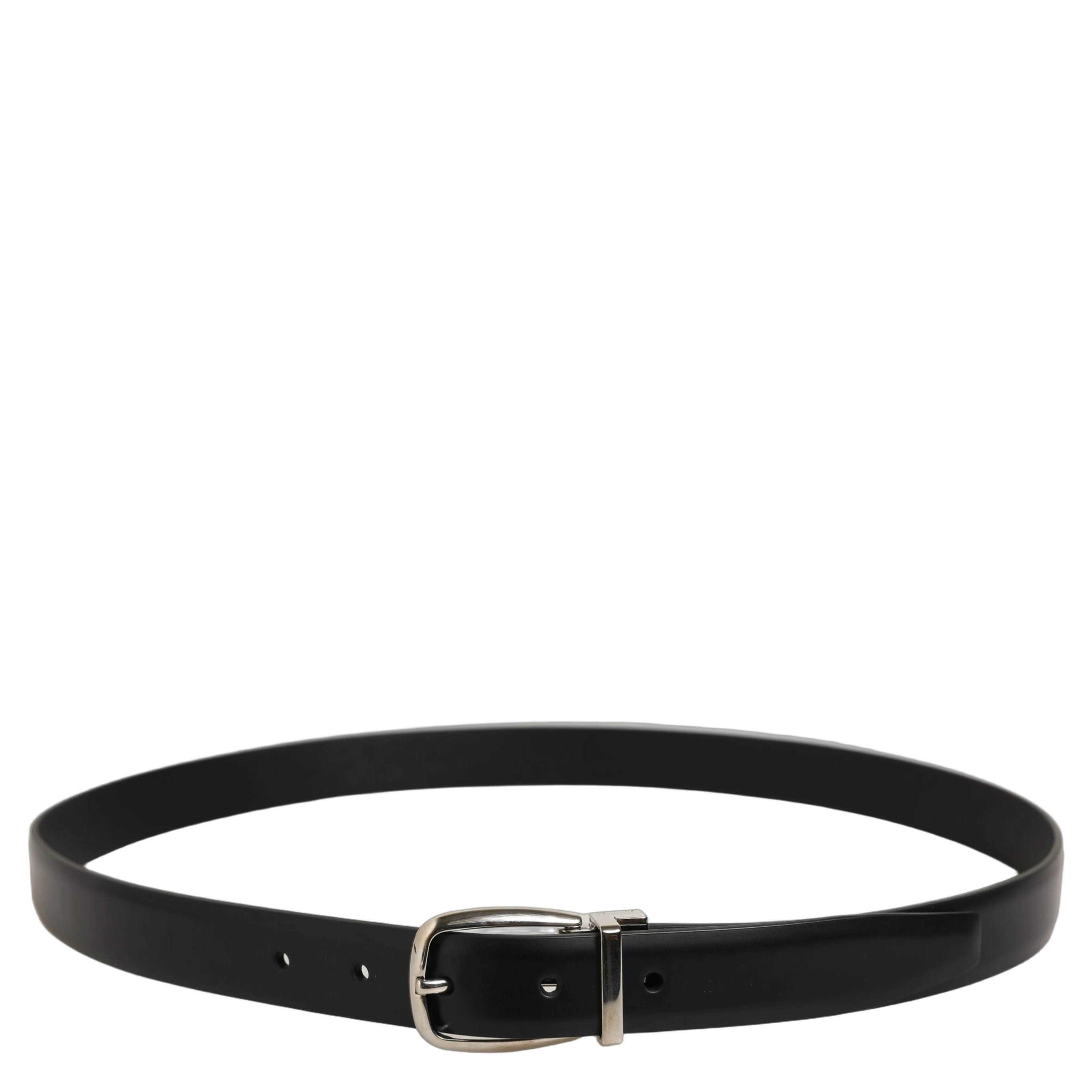 Blue Calf Leather Silver Metal Buckle Belt