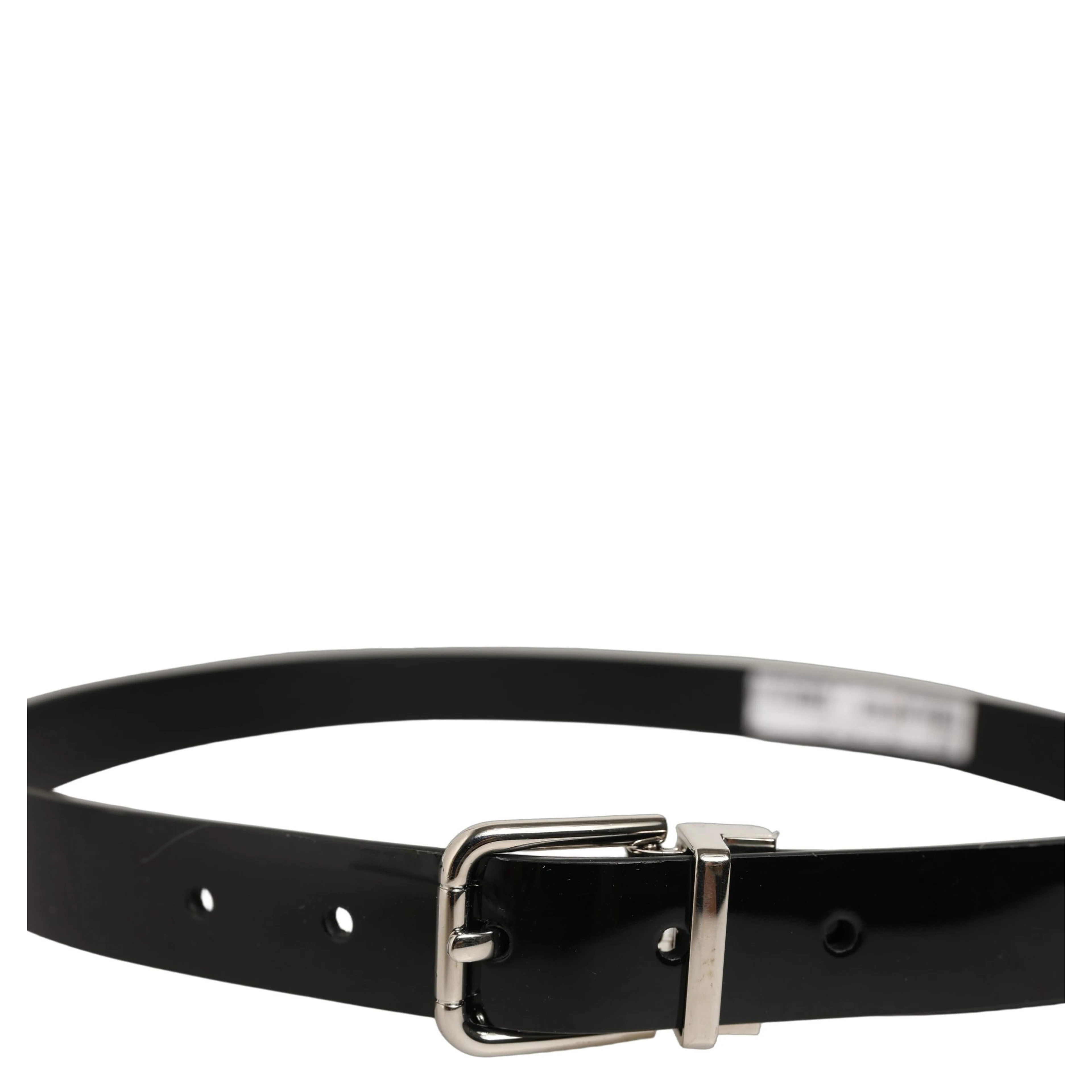 Black Classic Leather Silver Tone Buckle Belt