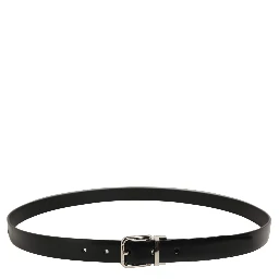 Black Leather Silver Tone Metal Buckle Belt
