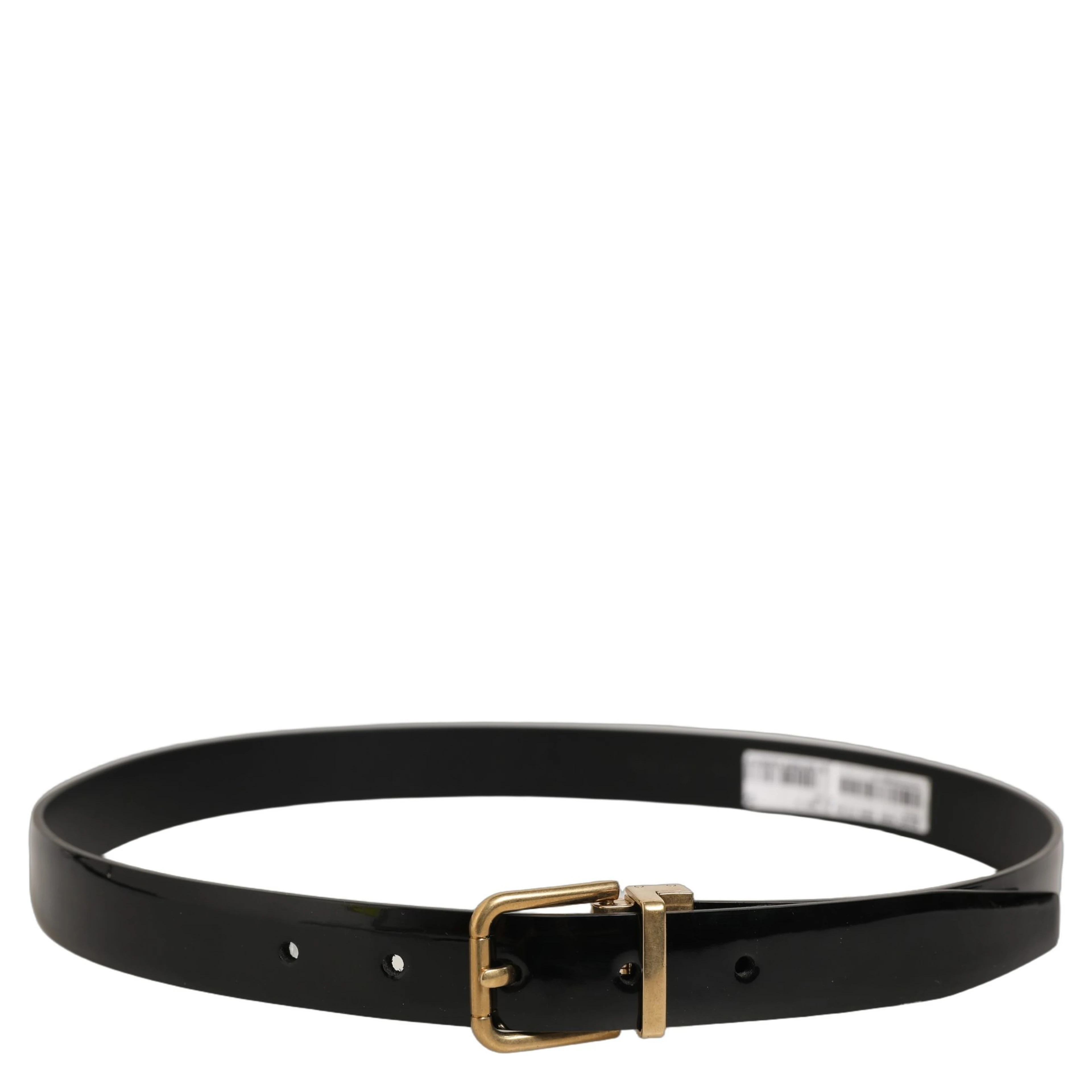 Black Classic Leather Gold Tone Buckle Belt
