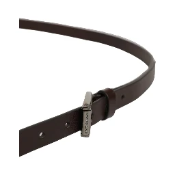 Brown Leather Double Wrap Metal Buckle Belt