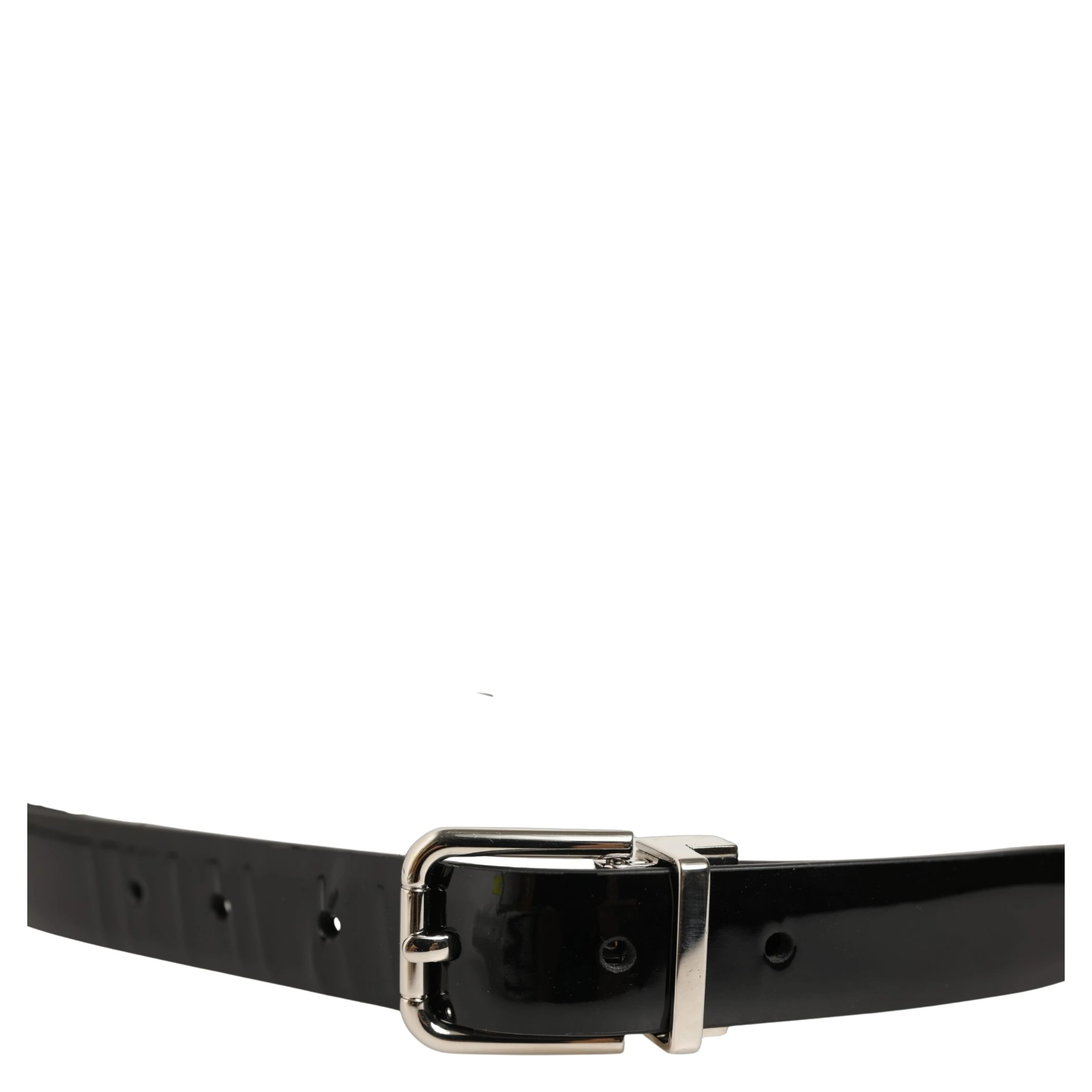 Black Classic Leather Silver Tone Buckle Belt