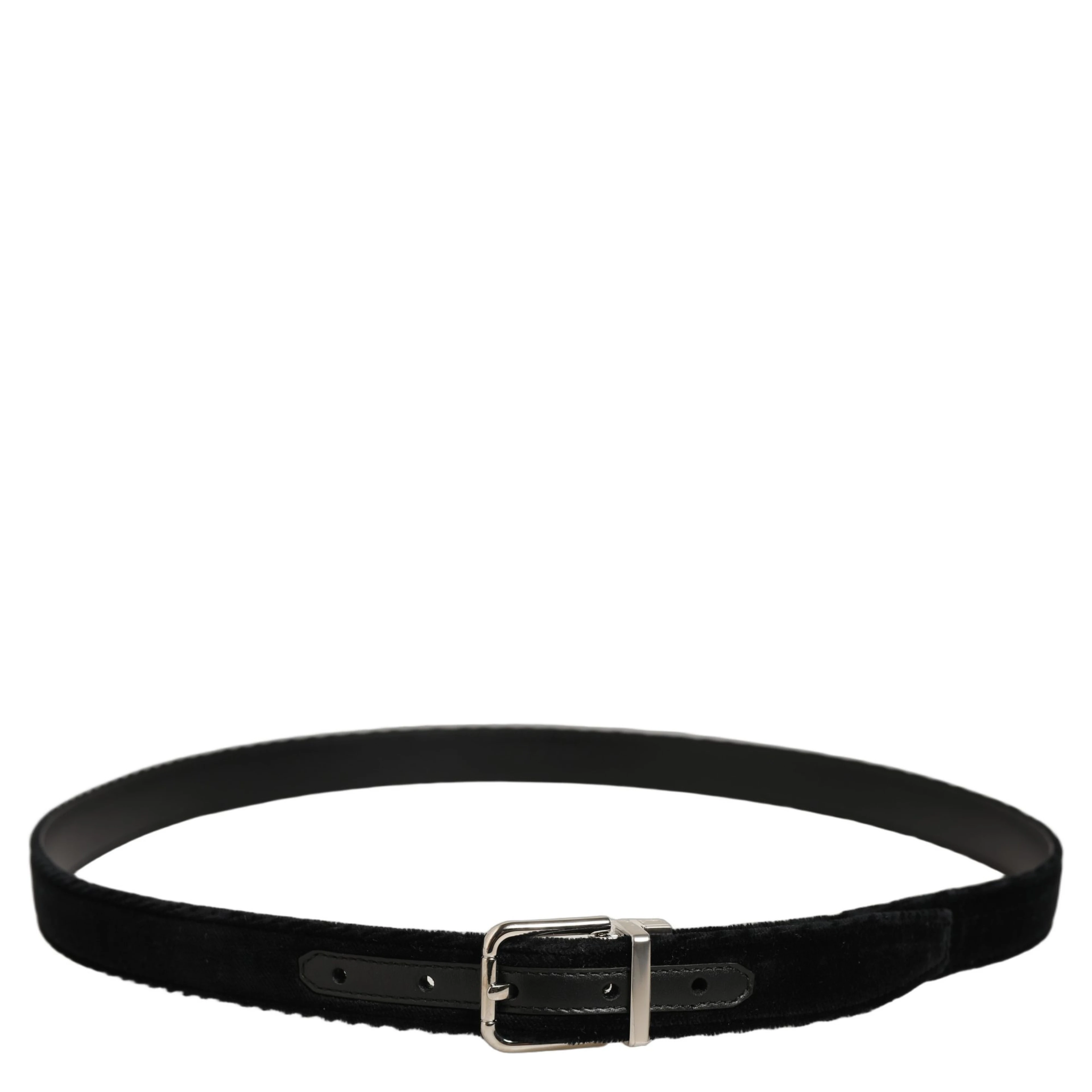 Black Velvet Silver Tone Metal Buckle Belt