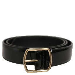 Black Patent Leather Gold Metal Buckle Belt