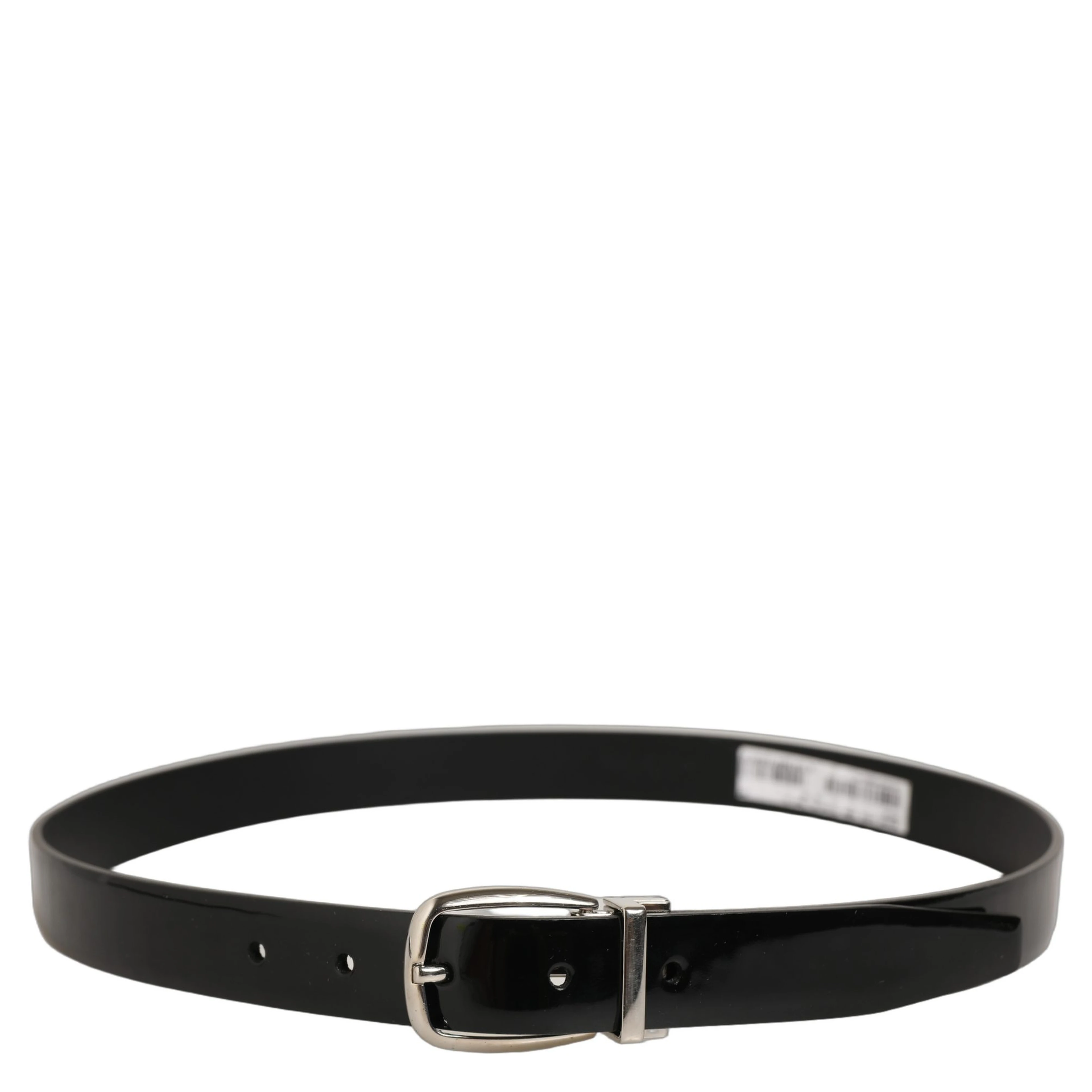 Black Classic Leather Silver Tone Buckle Belt