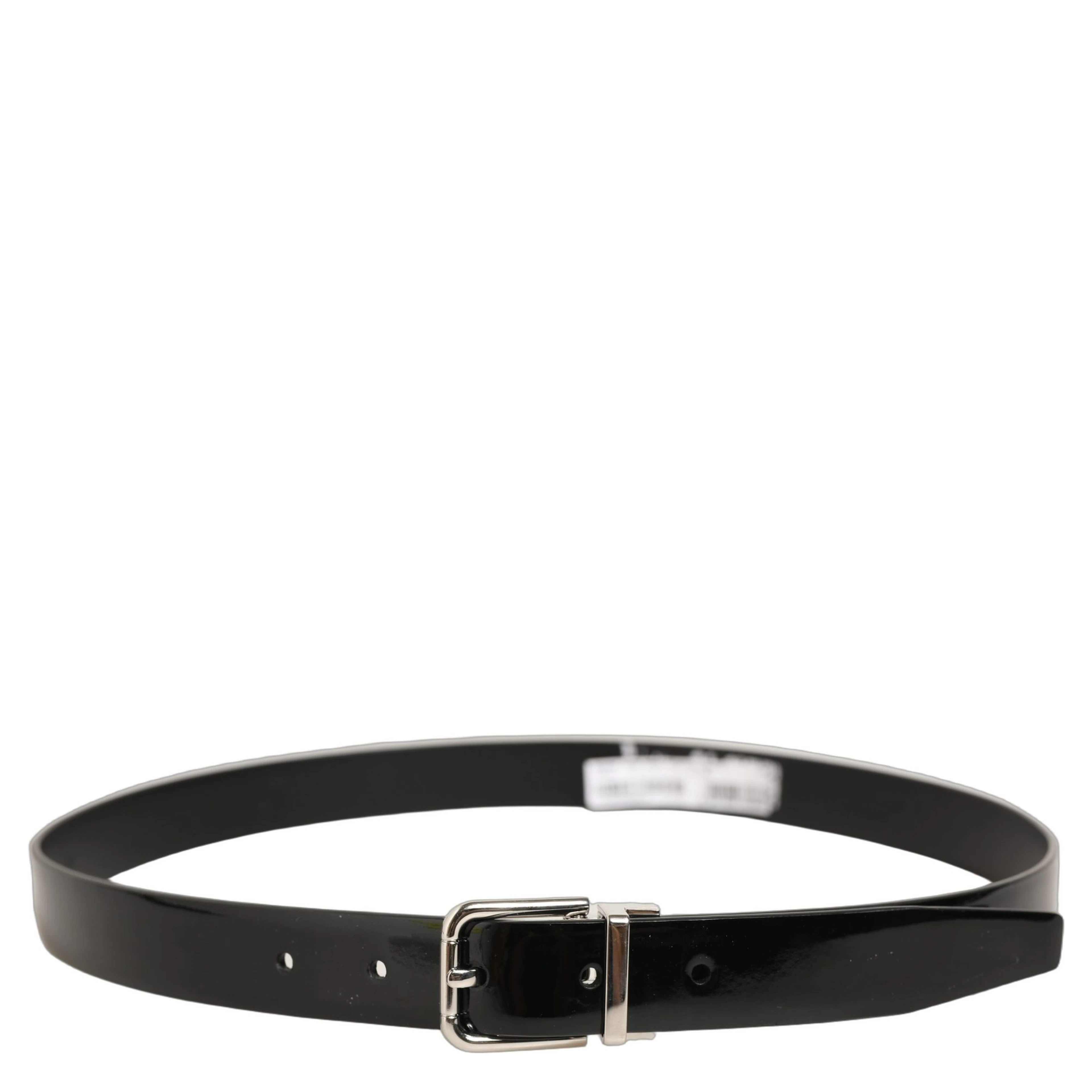 Black Classic Leather Silver Tone Buckle Belt