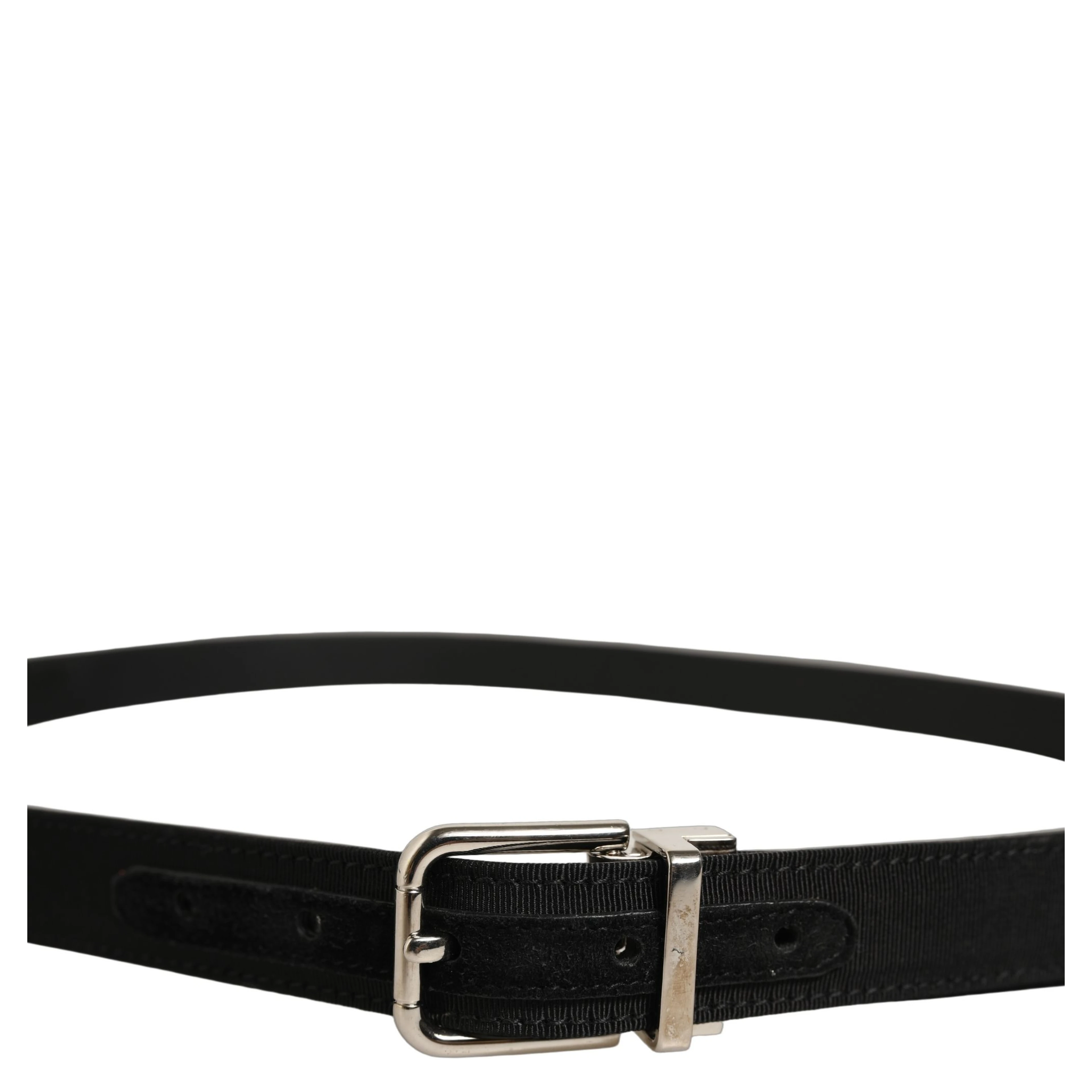 Black Classic Leather Silver Tone Buckle Belt