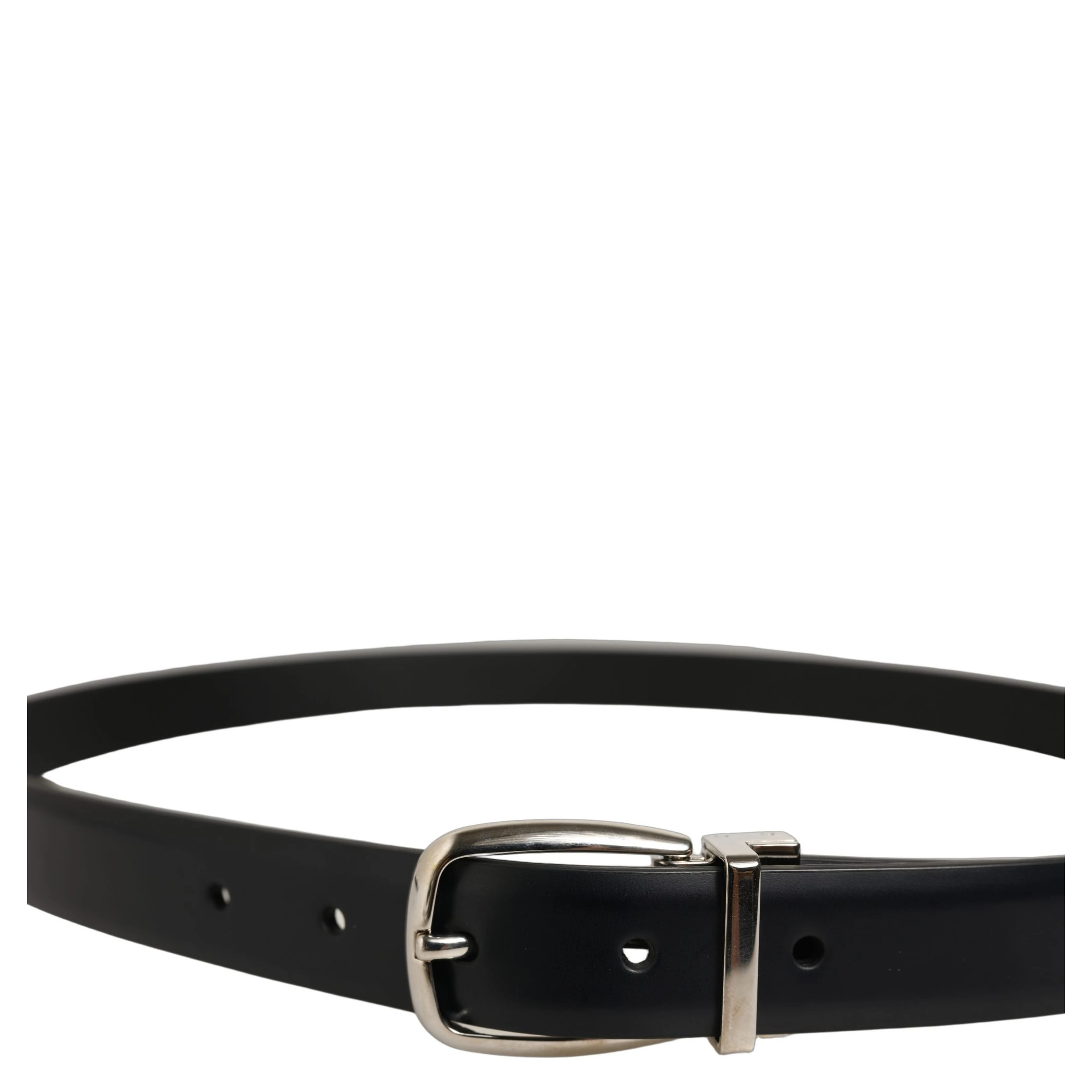 Blue Calf Leather Silver Metal Buckle Belt