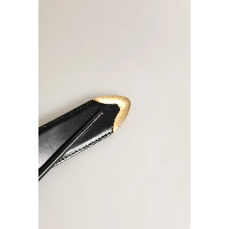 Black Leather Gold Logo Engraved Buckle Belt