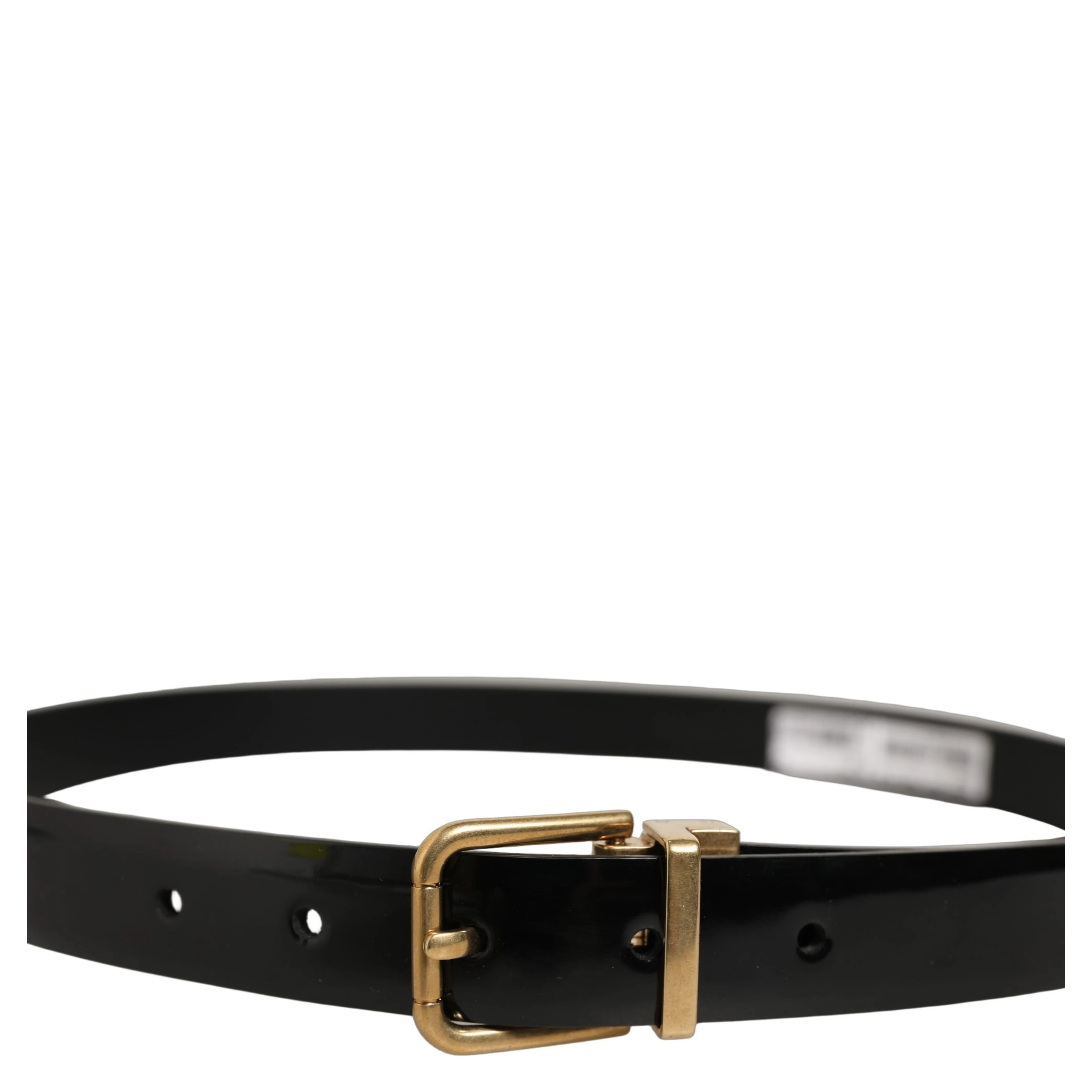 Black Classic Leather Gold Tone Buckle Belt