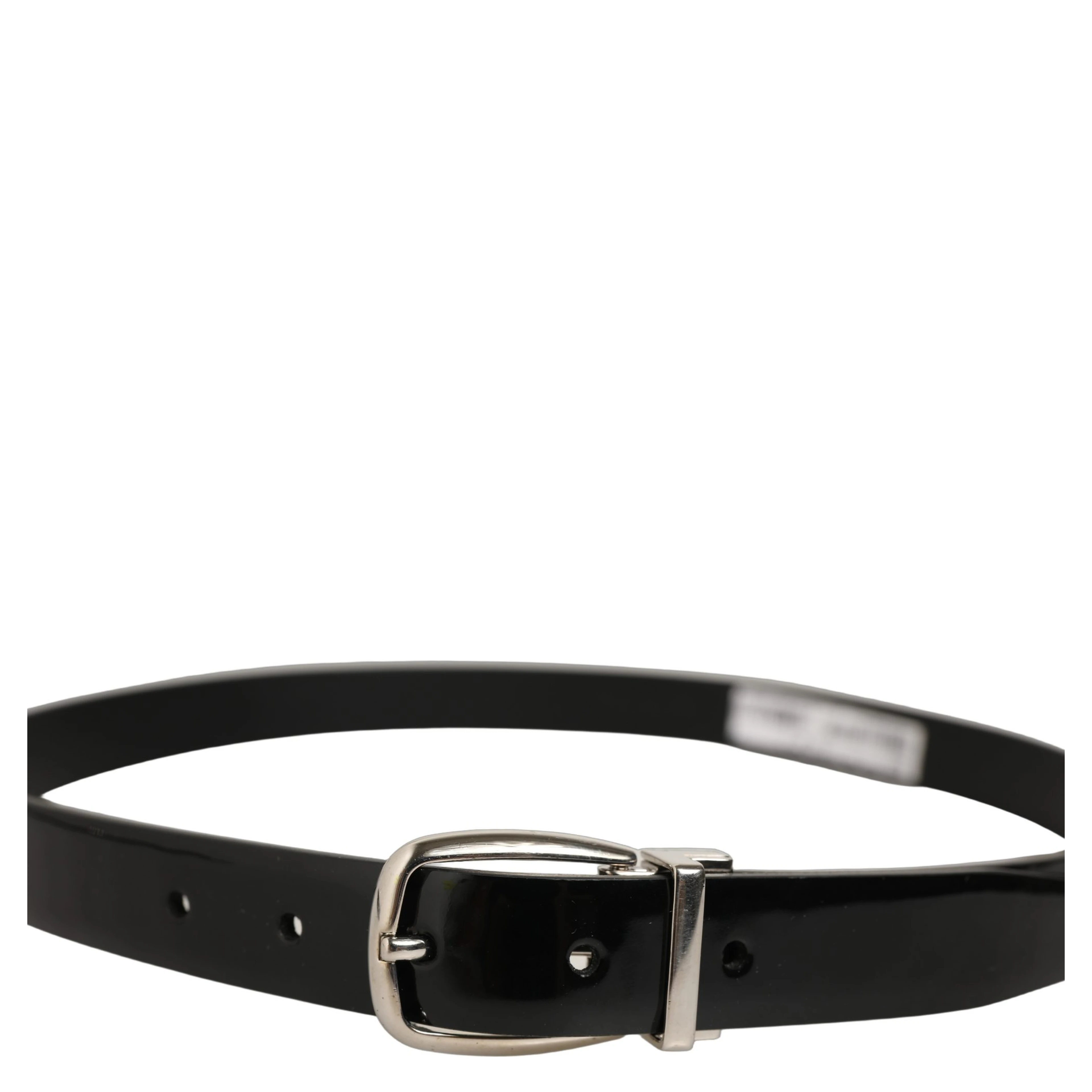 Black Classic Leather Silver Tone Buckle Belt