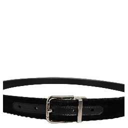 Black Velvet Silver Tone Metal Buckle Belt