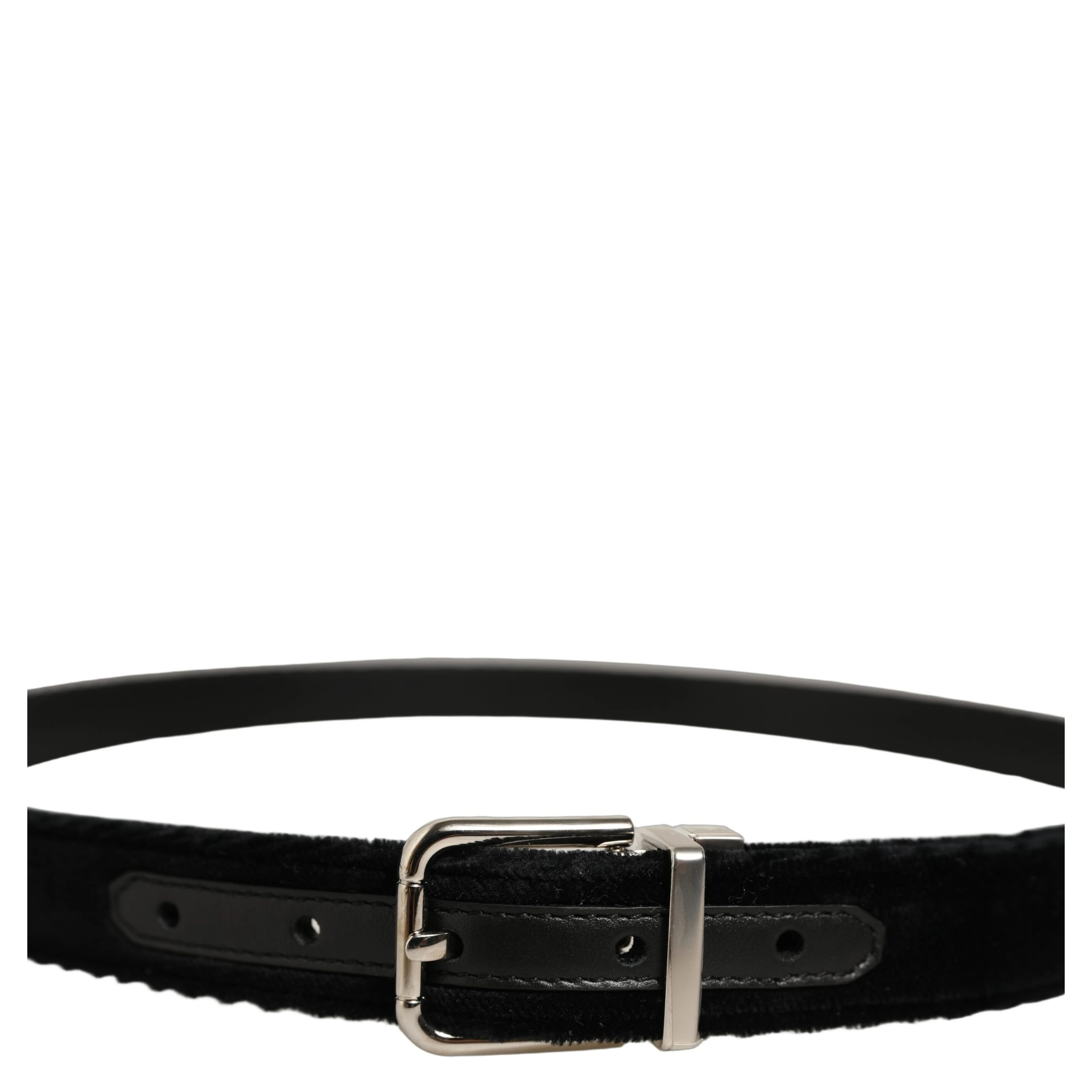 Black Velvet Silver Tone Metal Buckle Belt