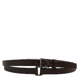 Brown Leather Double Wrap Metal Buckle Belt