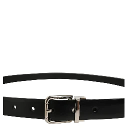 Black Leather Silver Tone Metal Buckle Belt