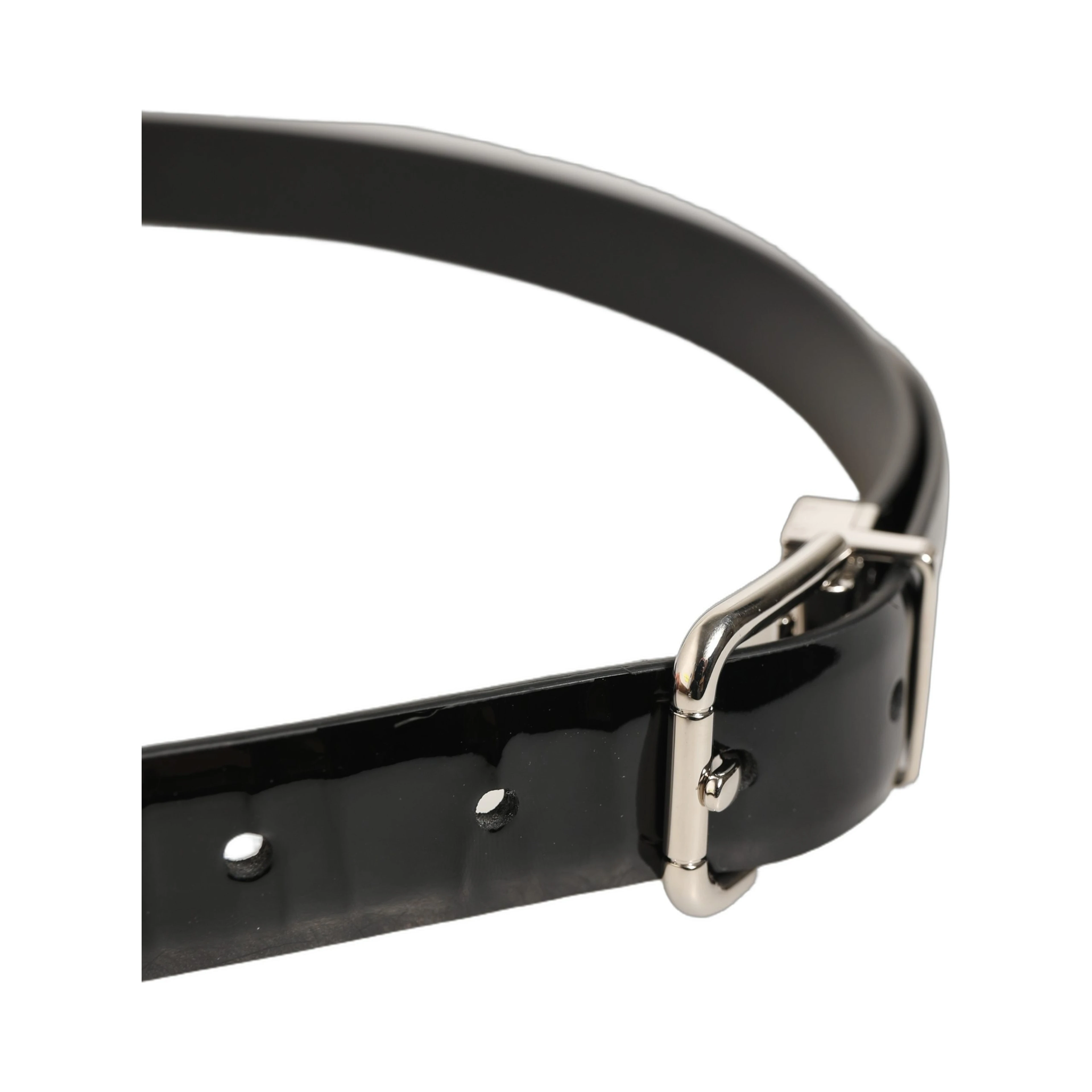 Black Classic Leather Silver Tone Buckle Belt