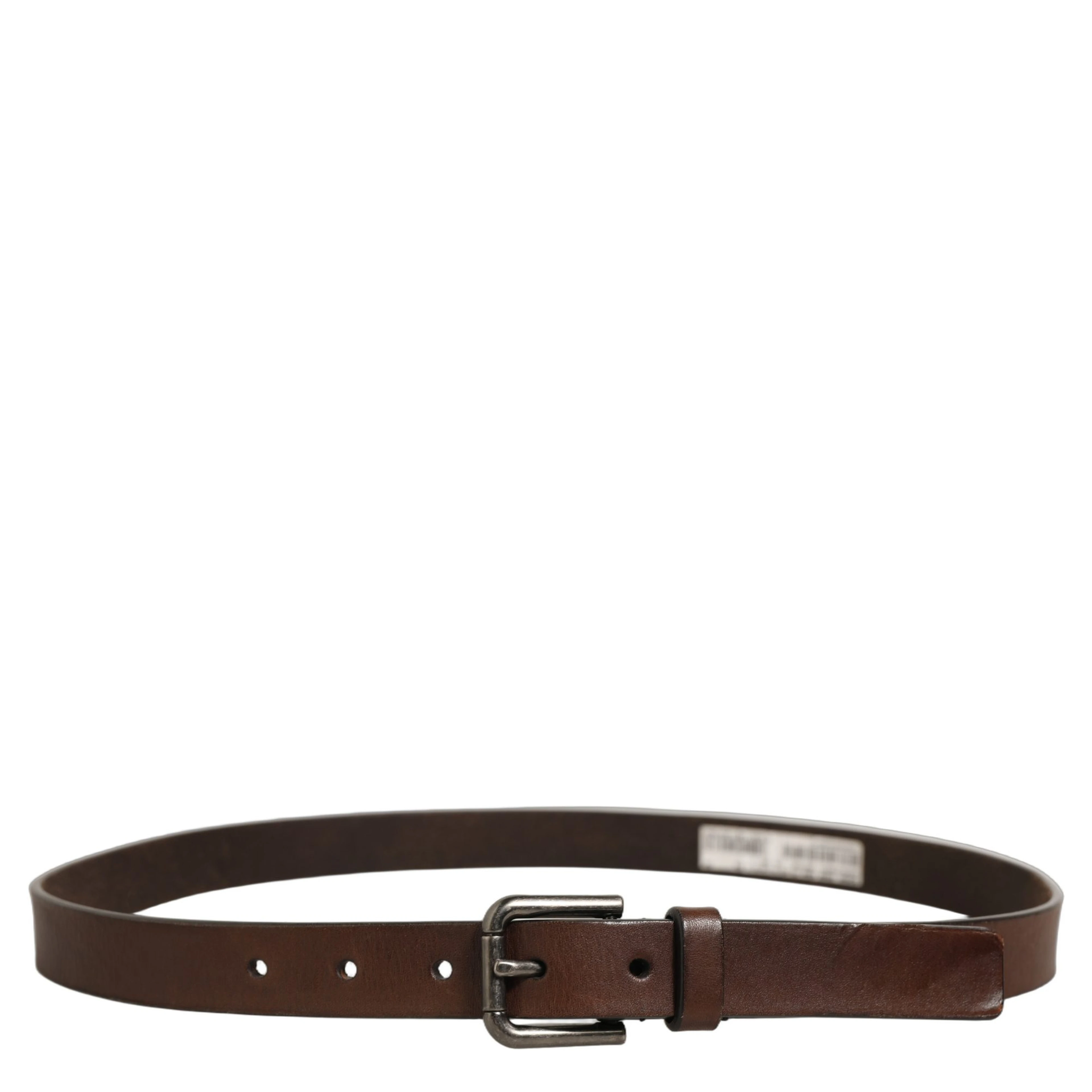 Brown Leather Silver Tone Metal Buckle Belt