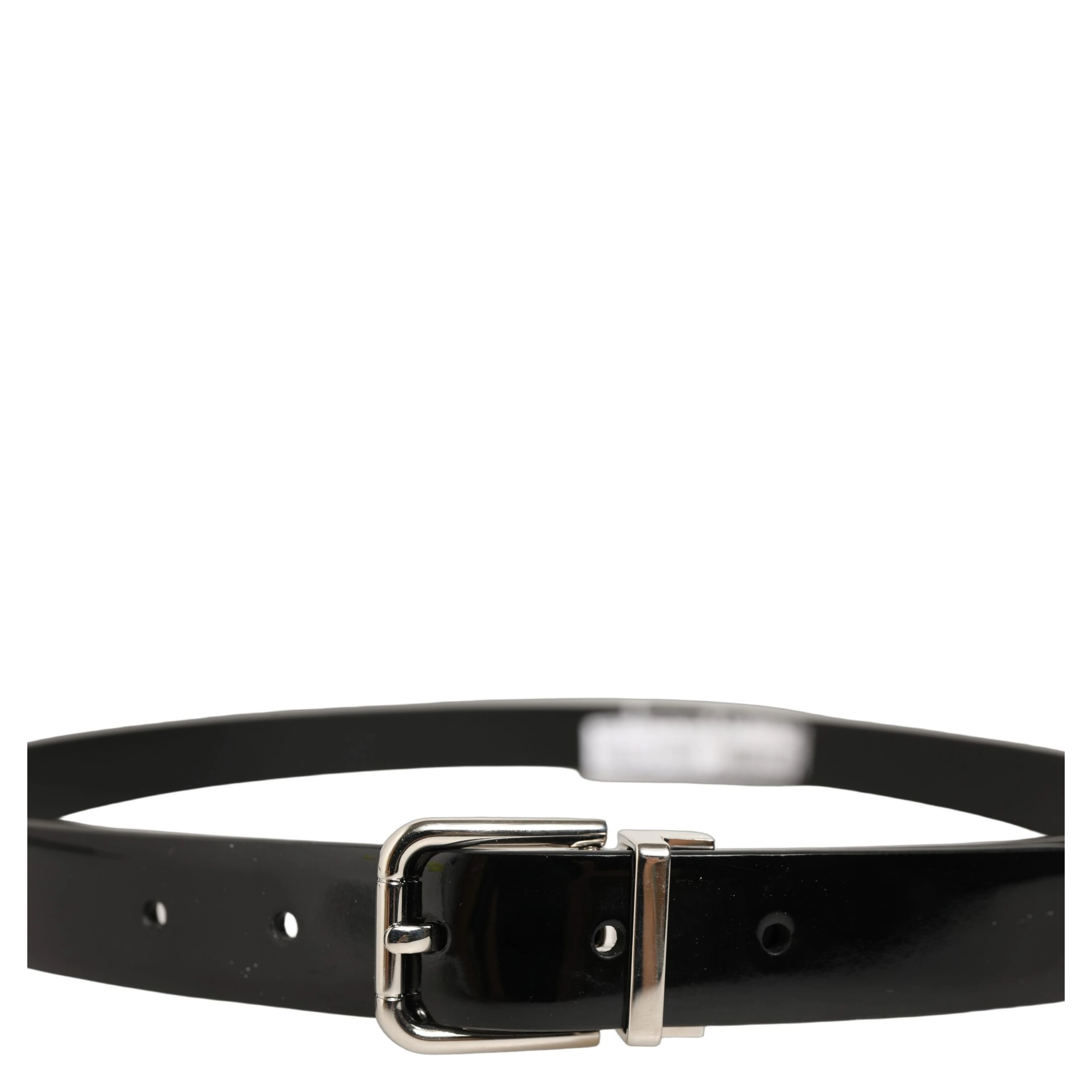 Black Classic Leather Silver Tone Buckle Belt