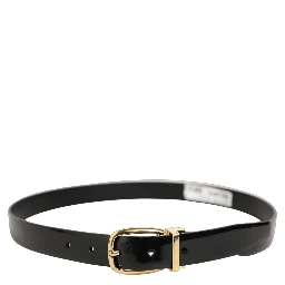 Black Classic Leather Gold Tone Buckle Belt