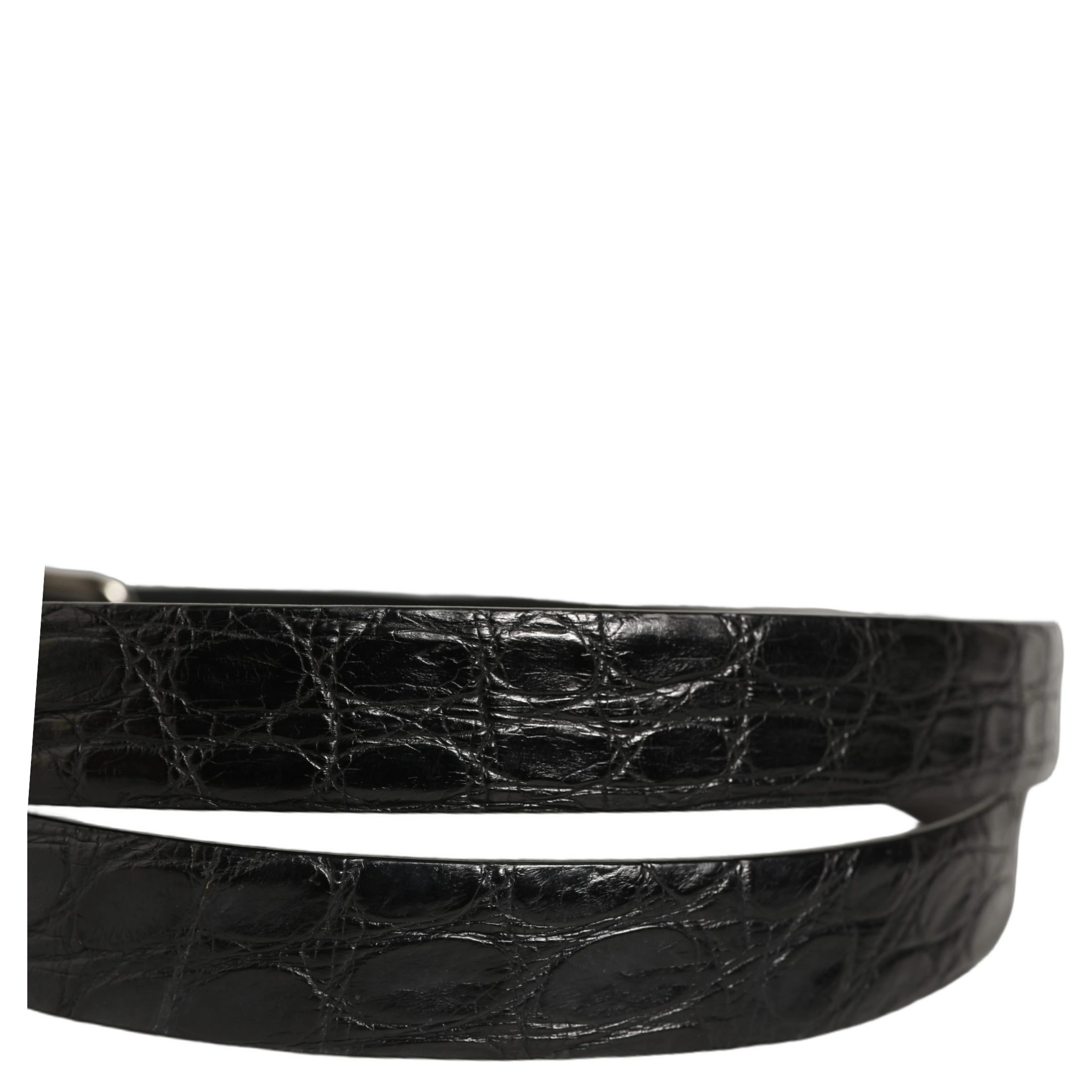 Black Leather Silver Metal Buckle Men Belt