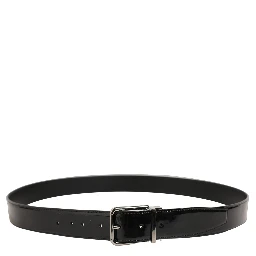 Black Patent Leather Silver Metal Buckle Belt